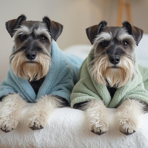 Cropped 2 Dog Schnauzer Photo 2 Dog BW Special