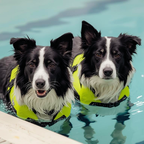 Cropped 2 Dog Swim Special 2 Border Collies